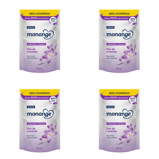 Image_Kit c/4 Sabonetes Liquido Monange 200ml Refil Lavanda