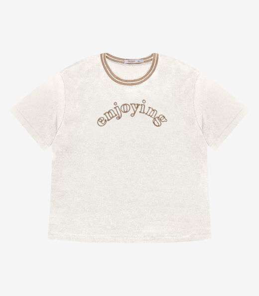 Blusa Manga Curta Feminina Plus Size Secret Glam Bege