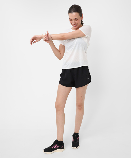 Blusa Feminina Fitness Recorte Manga Curta Marisa Off White