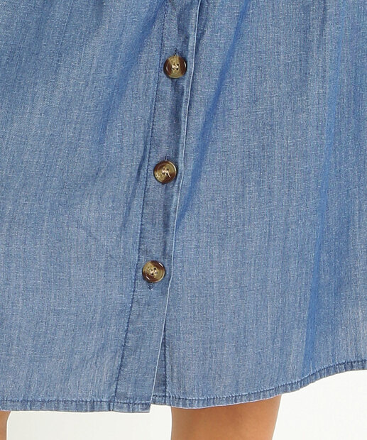 Saia Midi Feminina Jeans Botões Amarração Marisa