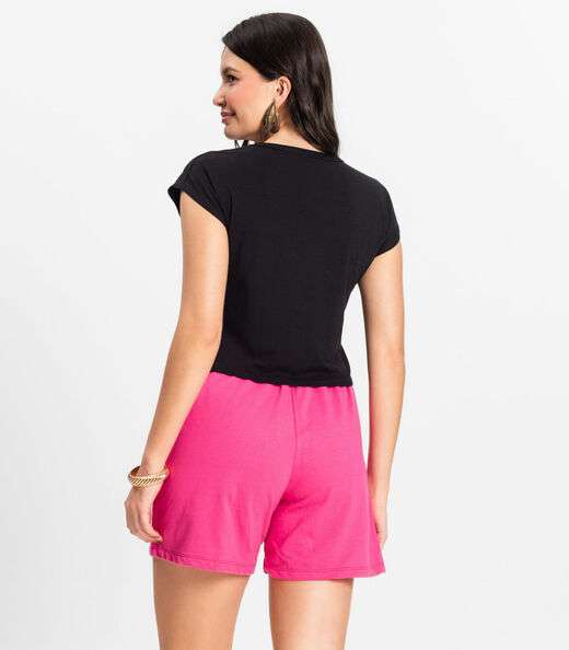 Blusa Básica Feminina Viscotorcion Rovitex Preto