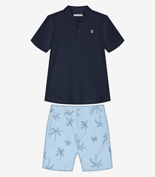 Conjunto Infantil Polo Com Bermuda Trick Nick Azul