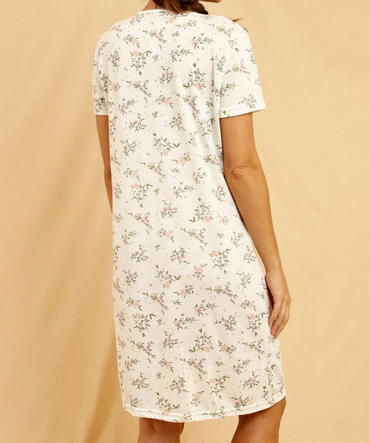 Camisola Feminina Floral Recorte Manga Curta Marisa