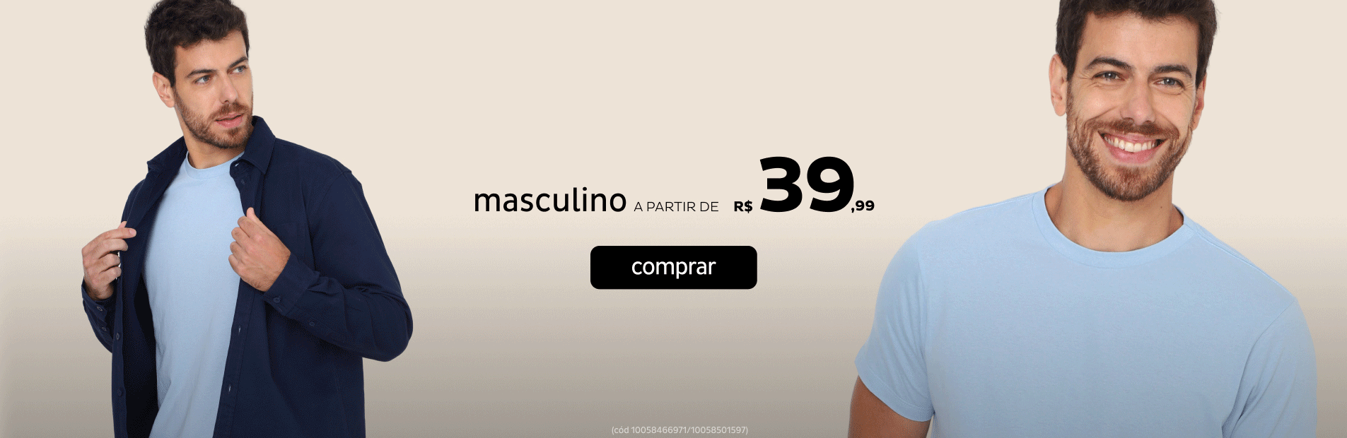 Masculino a partir de R$39,99