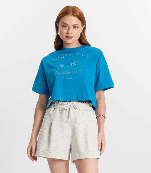 T- Shirt Juvenil Feminina Minty Azul