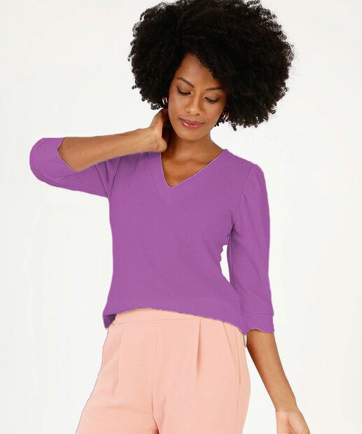 Blusa Feminina Textura Manga 3/4 Marisa