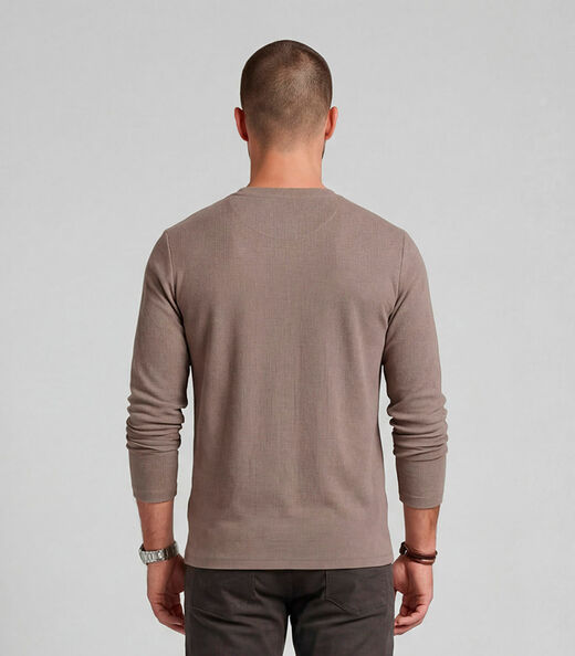 Camiseta Masculina Manga Longa Malhão Diametro Marrom