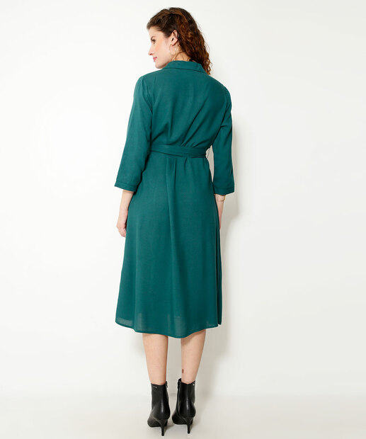 Vestido Midi Feminino Chemise Manga 7/8 Marisa