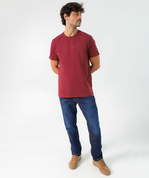 Camiseta Masculina Básica Manga Curta Marisa Vinho