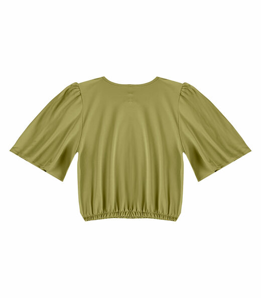 Blusa Feminina Com Franzido Na Manga Infinita Cor Verde