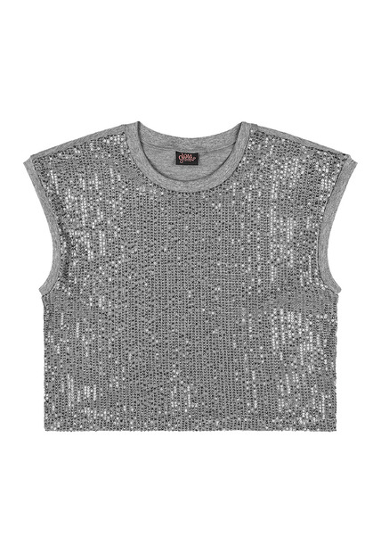 Blusa Juvenil em Algodão e Paetê Gloss