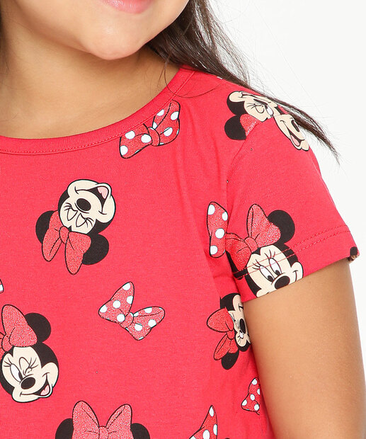 Camiseta Infantil Manga Curta Minnie Disney Tam 4 a 10