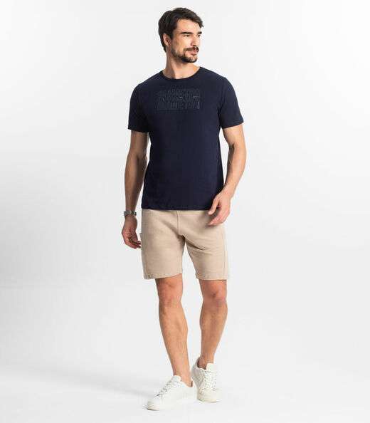 Camiseta Masculina Meia Malha Diametro Azul