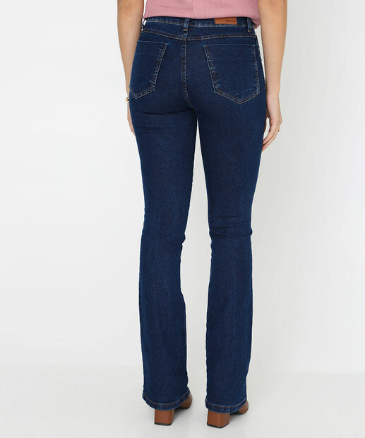 Calça Boot Cut Feminina Cintura Alta Sawary Azul