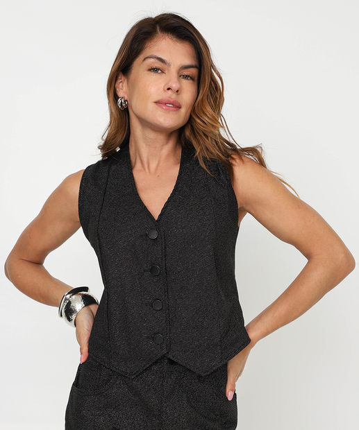 Image_Colete Feminino Sarja Brilho Lurex Preto