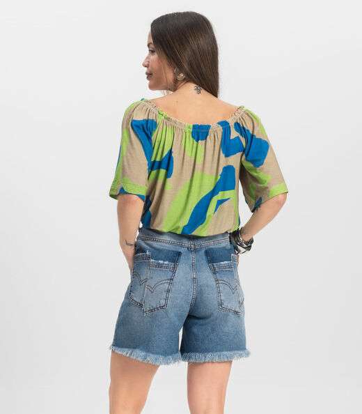 Blusa Feminina Ciganinha Infinita Cor Azul