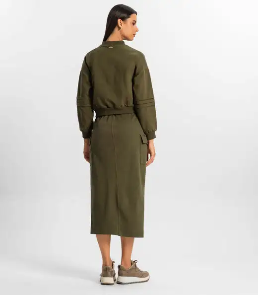 Saia Midi Cargo Feminino Rovitex Verde