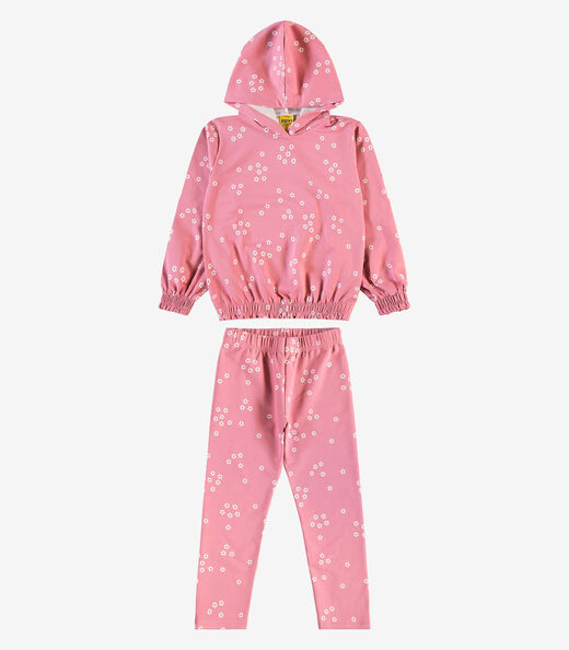 Conjunto Blusão com Capuz e Legging Rovi Kids Rosa