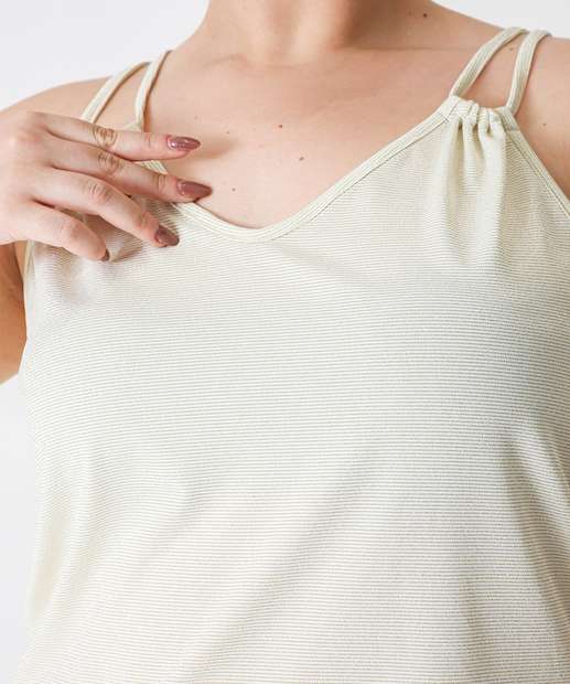 Blusa Plus Size Feminina Lurex Marisa Bege