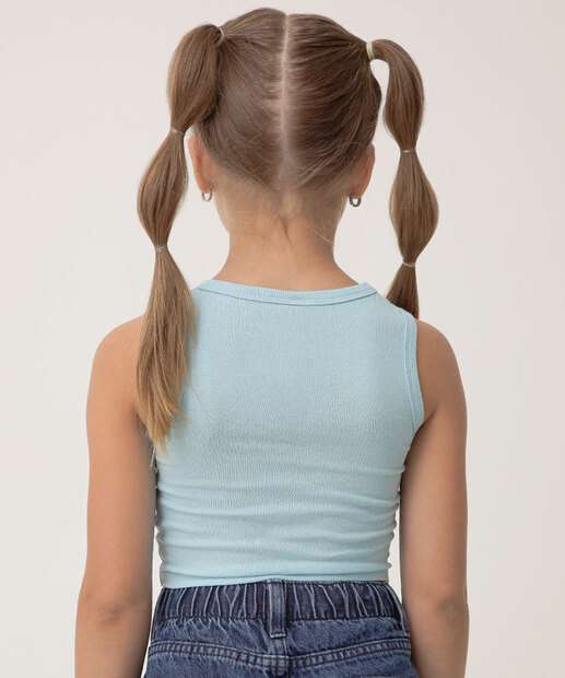 Blusa Infantil Cropped Stitch Tam 4 a 10 Azul