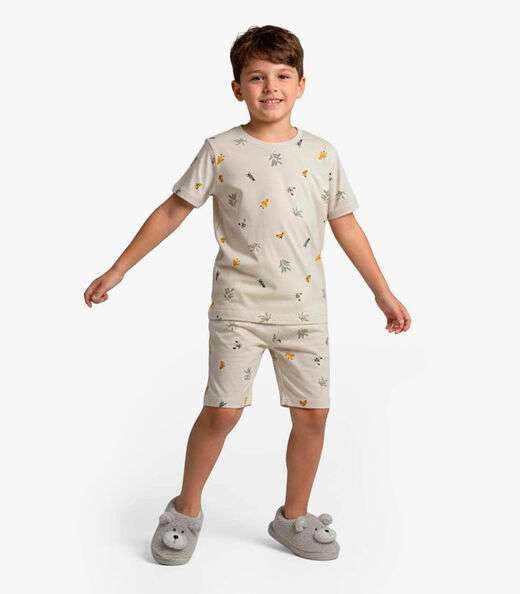 Image_Pijama Infantil Camiseta e Bermuda Select Bege