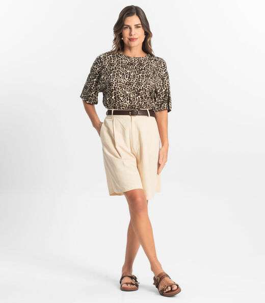 Blusa Feminina Manga Curta Select Bege