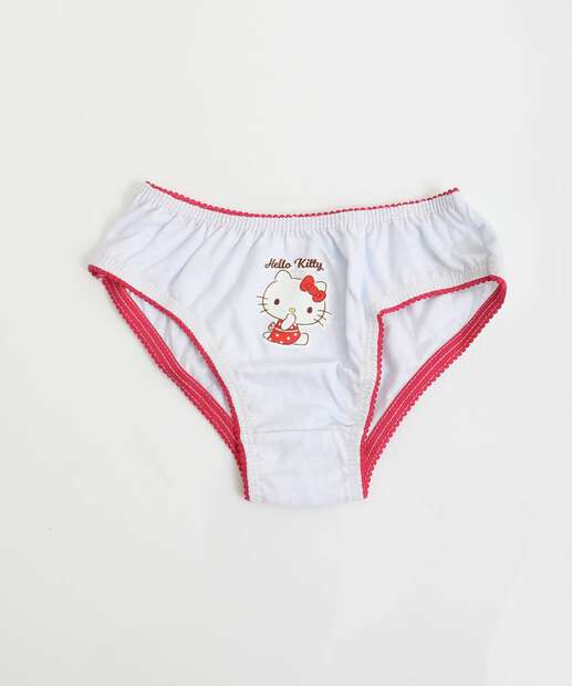 Kit 3 Calcinhas Infantil Hello Kitty Tam 2 a 12 Rosa