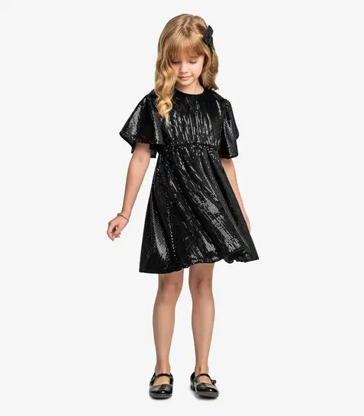 Vestido Infantil Manga Longa Trick Nick Preto