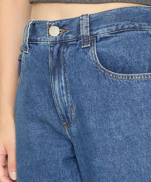 Calça Jeans Wide Leg Pantalona Feminina Cargo Marisa