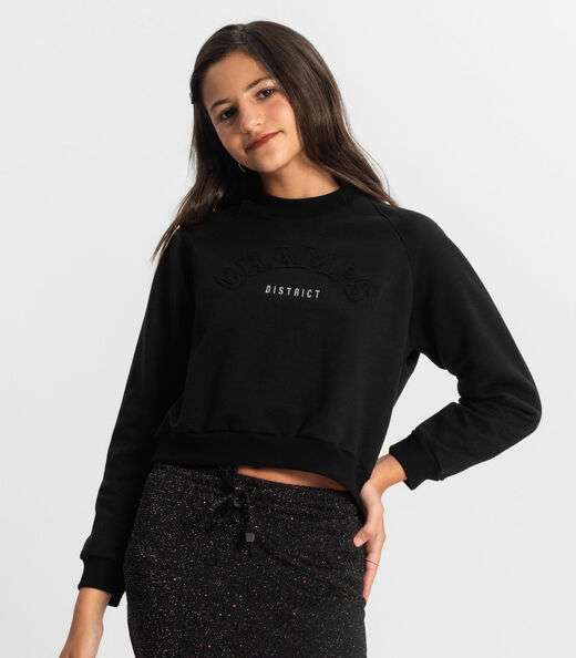 Blusão Juvenil Feminino Em Moletom Minty Preto