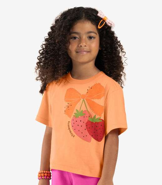Blusa Infantil Manga Curta Rovi Kids Laranja