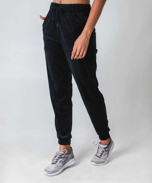 Calça Jogger Plush Feminina Fitness Marisa Preto