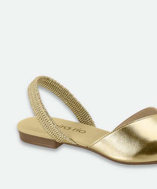 Sapatilha Feminina Slingback Bico Fino Beira Rio Dourado