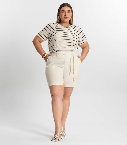 Blusa Plus Size Com Listras Secret Glam Preto