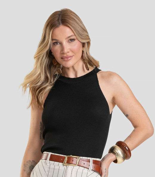 Image_Regata Feminina Em Tricot De Fio Modal Dianna Preto