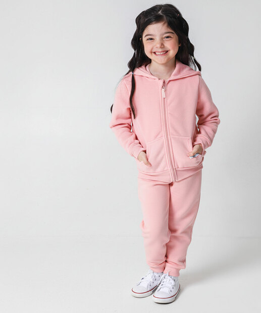 Casaco Infantil Moletom Flanelado Marisa Tam 4 a 10 Rosa