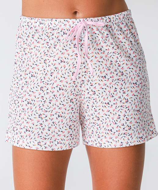 Pijama Feminino Flores Botões Marisa Rosa