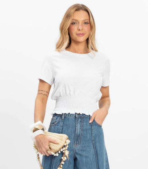 Image_Blusa Feminina Com Lastex Dianna Branco