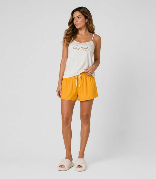 Pijama Feminino Blusa De Alça E Short Infinita Cor Amarelo