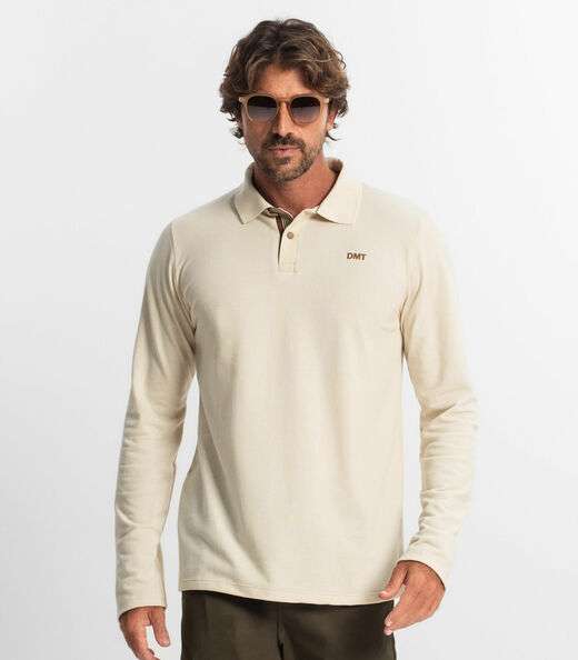 Polo Manga Longa Masculina Diametro Bege