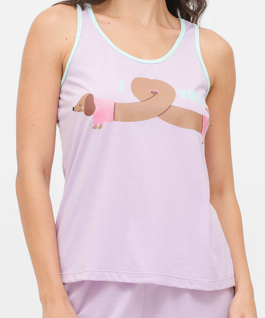 Pijama Feminino Estampa Cachorro Sem Manga Marisa