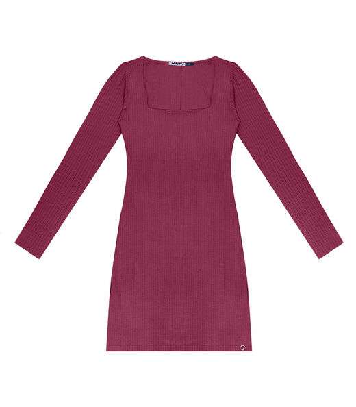 Vestido Juvenil Manga Longa Em Ribana Minty Vermelho