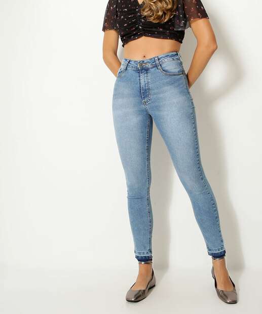 Calça Jeans Skinny Feminina Barra Desfiada Marisa