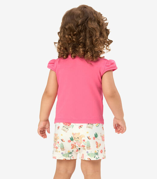 Conjunto Infantil Blusa Com Shorts Rovi Kids Rosa