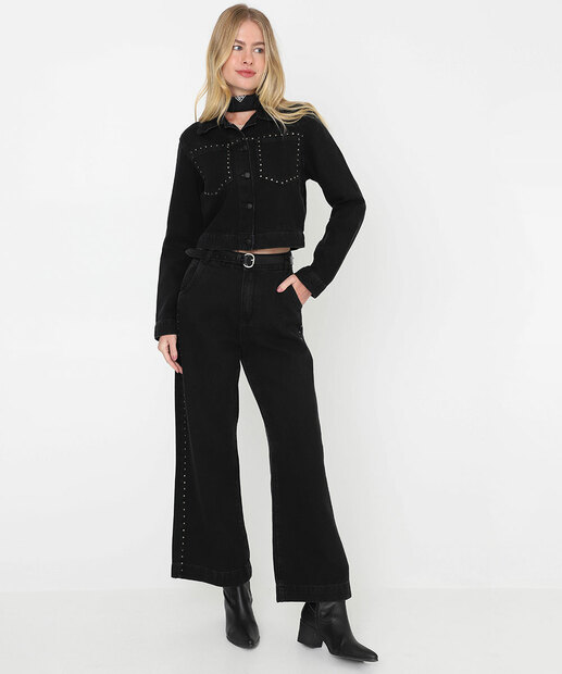 Image_Calça Jeans Feminina Wide Leg Marisa Preta
