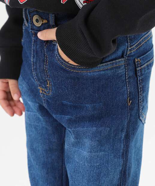 Calça Infantil Jeans Bolso Tam 4 a 8 Azul