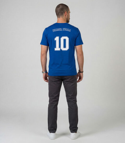Camiseta Masculina em Cotton Leve Brasil Select Azul