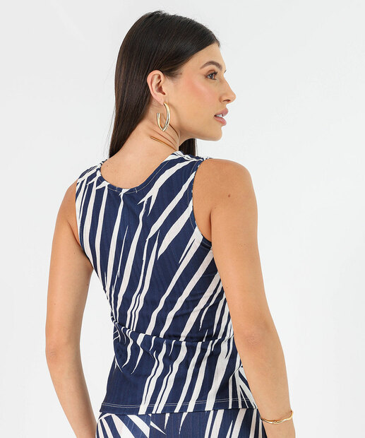 Blusa Regata Feminina Estampa Folhas Marisa Off White