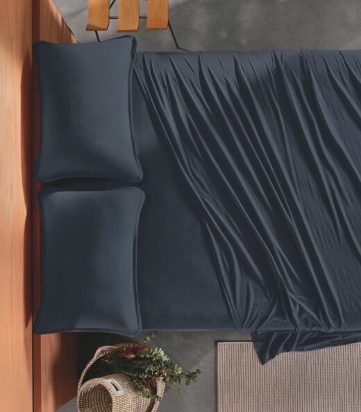 Jogo de Cama King Malha Fio Penteado Altenburg Azul