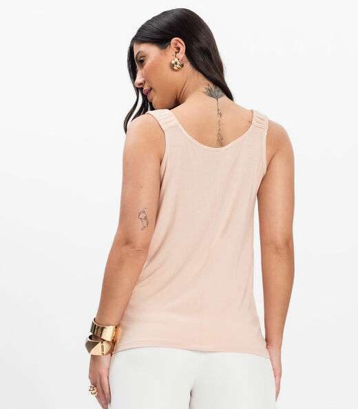 Regata Alça Franzida Feminino Rovitex Rosa